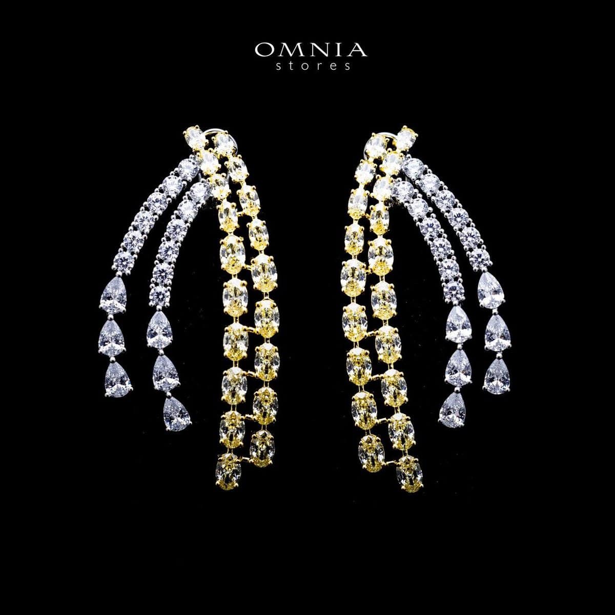 92.5 silver gold-plated drop earrings for women with premium diamond simulants
