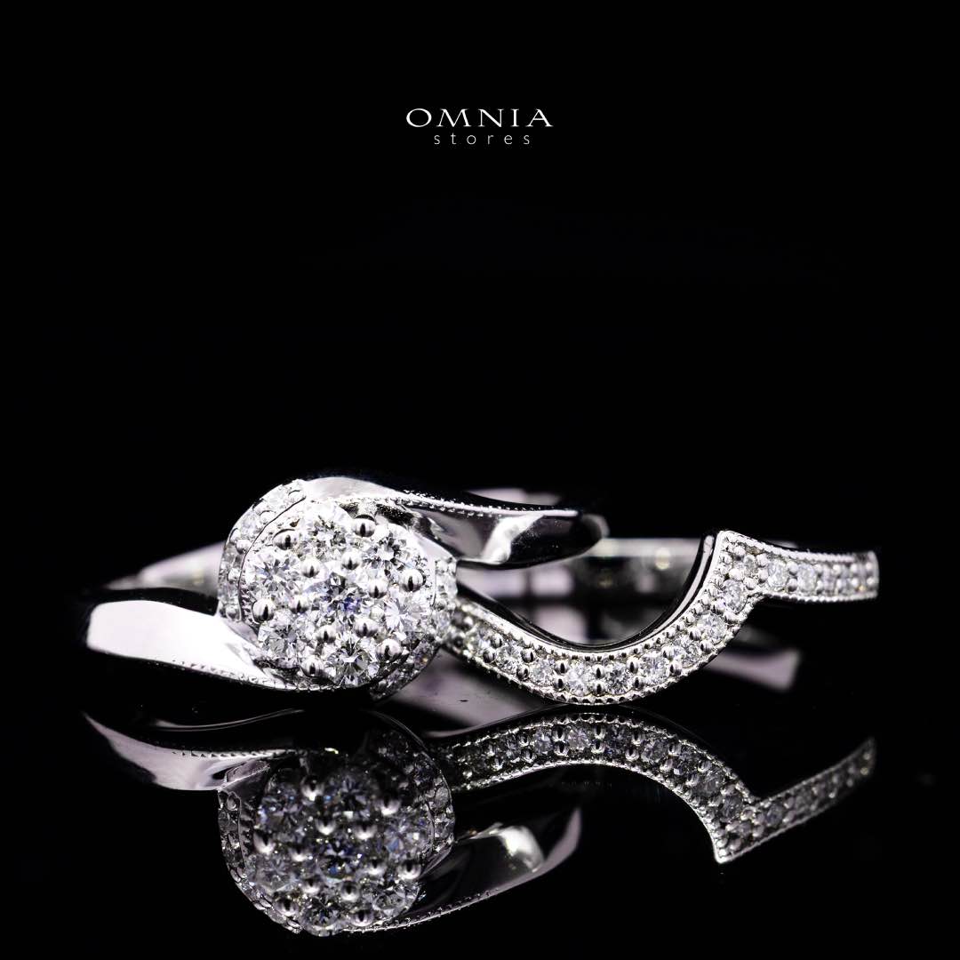 Omnia Sariya White Silver Ring 925 Silver in High Quality Lab Grown Stones