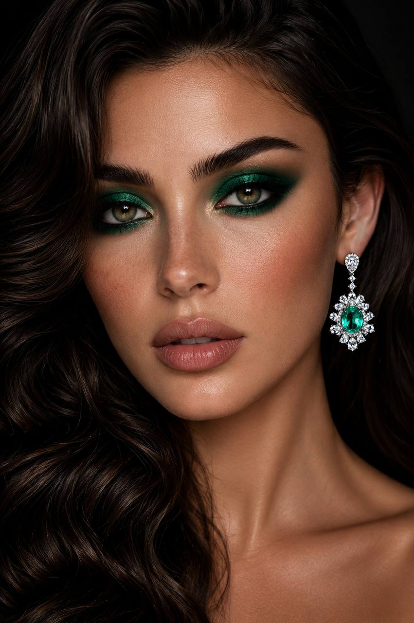 Omnia Saiyyda White and Green Drop Earrings In 925 Silver High Quality Certified Lab Crafted Stones - OMNIASTORES KSA