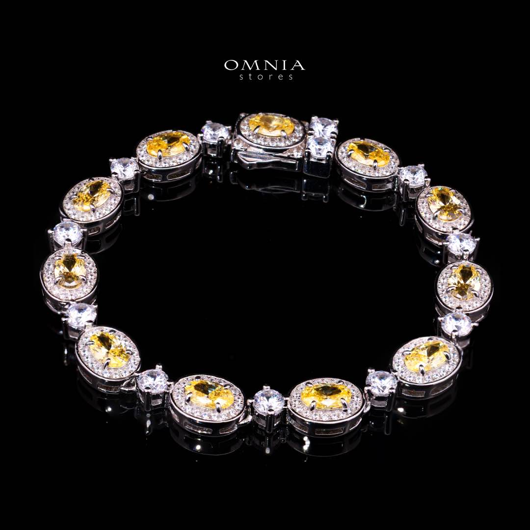 Omnia Asiya Yellow Bracelet In 925 Silver High Quality Simulated diamonds - OMNIASTORES KSA