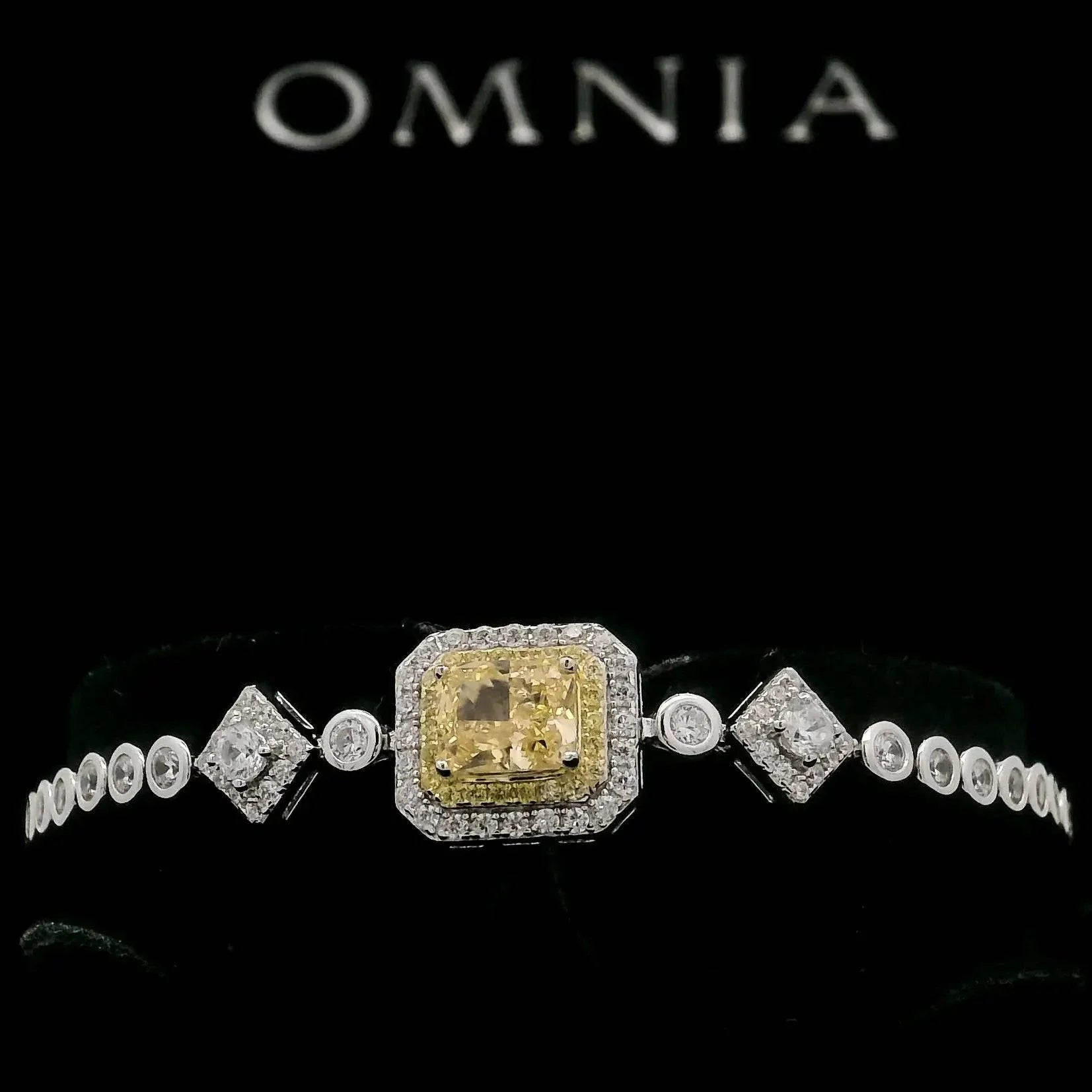 Omnia Almas Yellow Spark Tennis Bracelet in 92.5 Silver with High Quality Simulated Diamonds - OMNIASTORES UAE