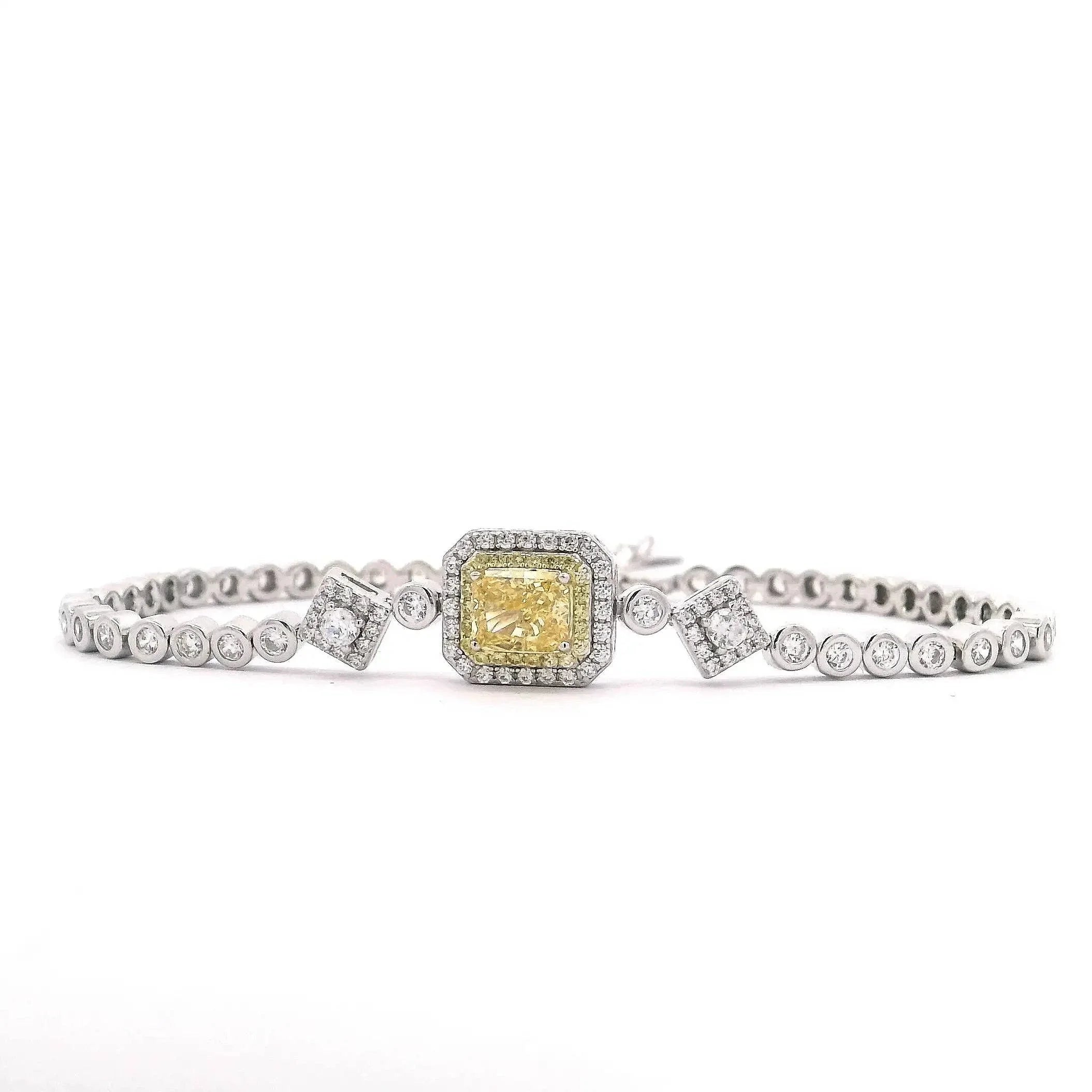 Omnia Almas Yellow Spark Tennis Bracelet in 92.5 Silver with High Quality Simulated Diamonds - OMNIASTORES UAE