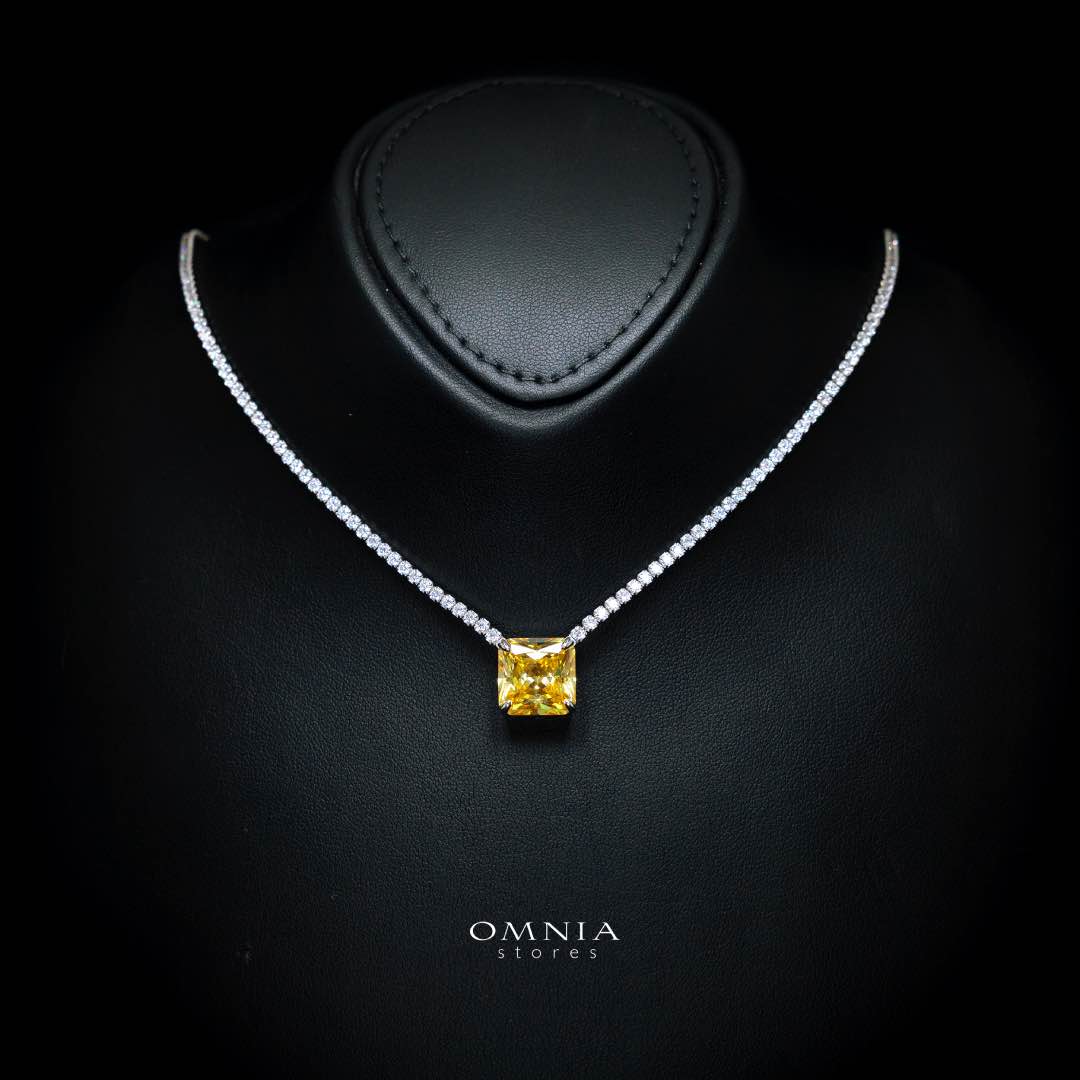 Omnia Bettina Yellow Necklace 925 Silver in High Quality Simulated Diamonds