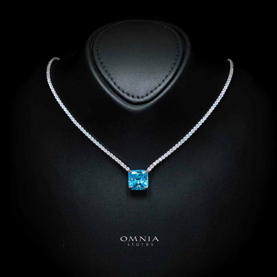 Omnia Bettina Sky Blue Necklace 925 Silver in High Quality Simulated Diamonds - OMNIASTORES KSA
