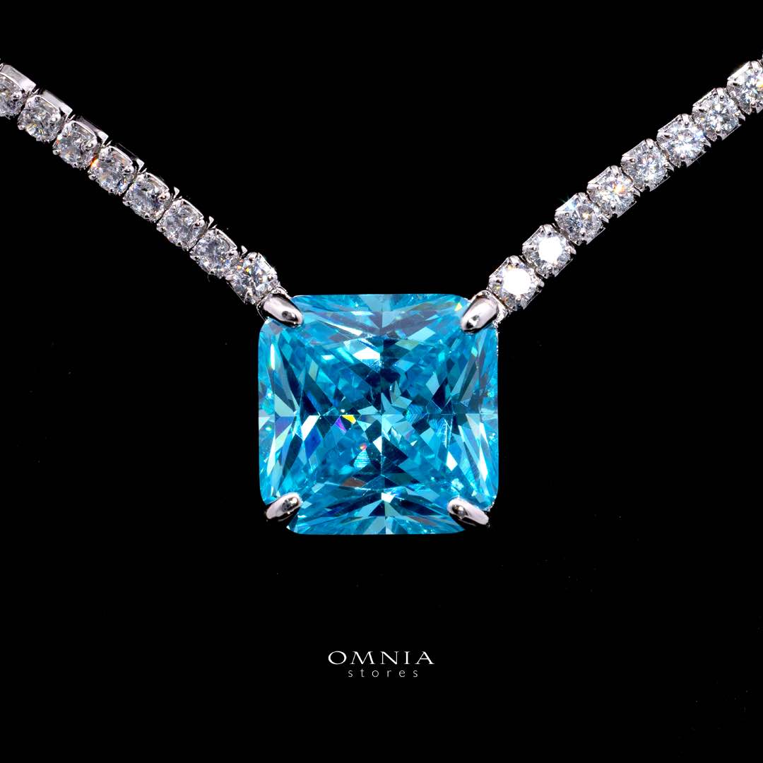 Omnia Bettina Sky Blue Necklace 925 Silver in High Quality Simulated Diamonds - OMNIASTORES KSA