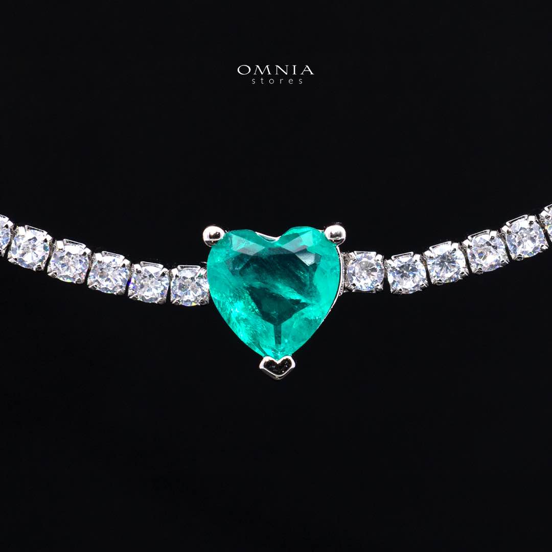 Omnia Louise Turquoise Necklace In 925 Silver High Quality Simulated Diamonds - OMNIASTORES KSA