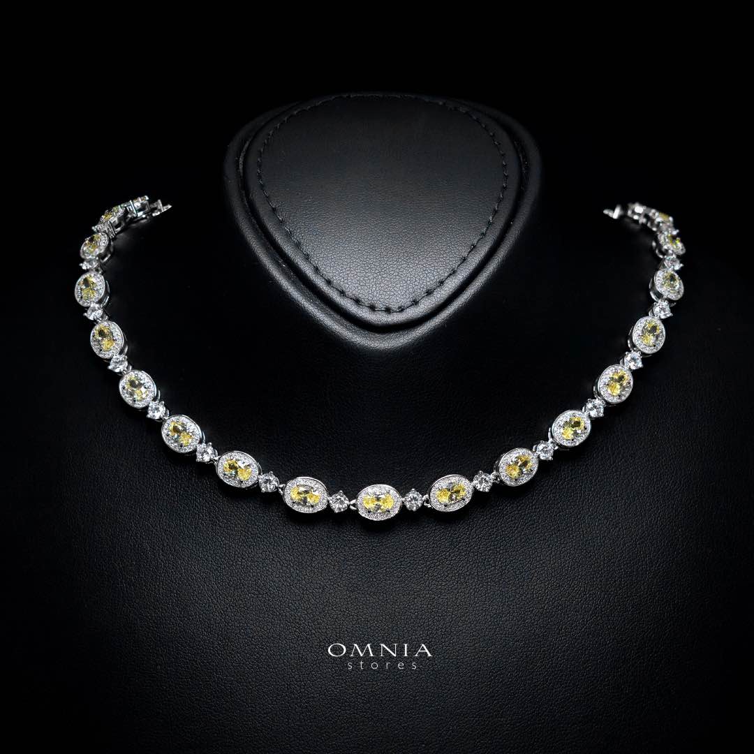 Omnia Asiya Yellow Necklace 925 Silver In High Quality Simulated diamonds - OMNIASTORES KSA
