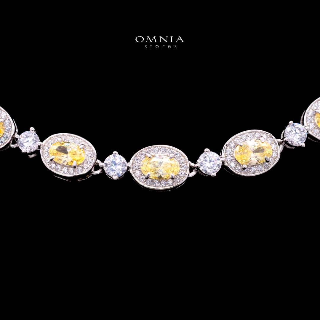 Omnia Asiya Yellow Necklace 925 Silver In High Quality Simulated diamonds - OMNIASTORES KSA