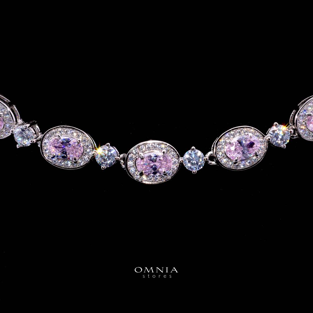 Omnia Asiya Pink Necklace 92.5 Silver In High Quality Simulated diamonds - OMNIASTORES KSA