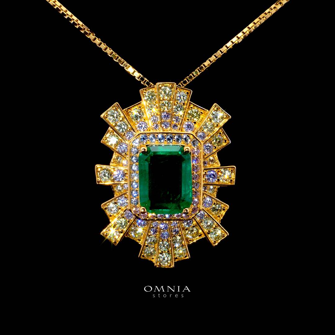 Omnia Green Radiance Necklace in 92.5 Silver with High Quality Simulated Diamonds - OMNIASTORES KSA