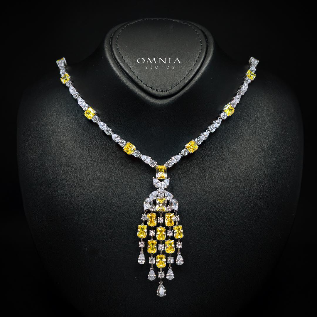 Omnia Israa Yellow Necklace In 92.5 Silver High Quality Simulated diamonds - OMNIASTORES KSA