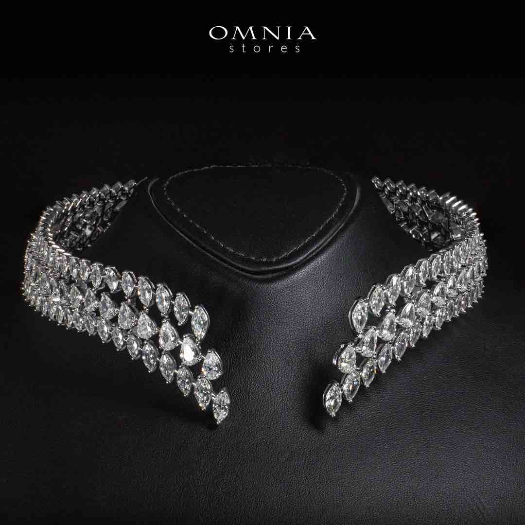Omnia Sephy White Choker Necklace With High Quality Simulated Diamonds In 925 Silver - OMNIASTORES KSA