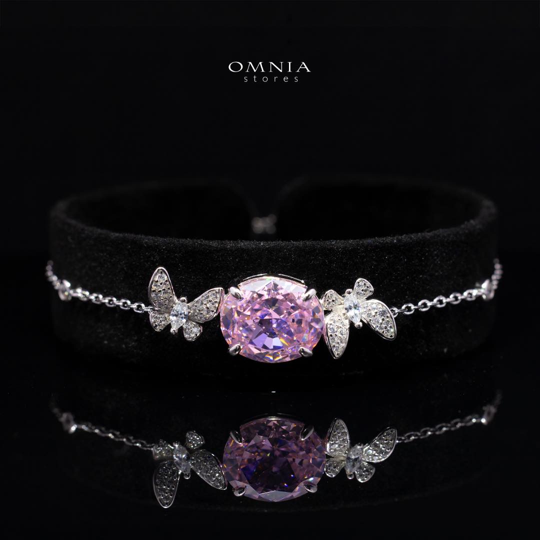 Omnia Maysun Pink Bracelet in 92.5 Silver with High Quality Simulated Diamonds - OMNIASTORES KSA