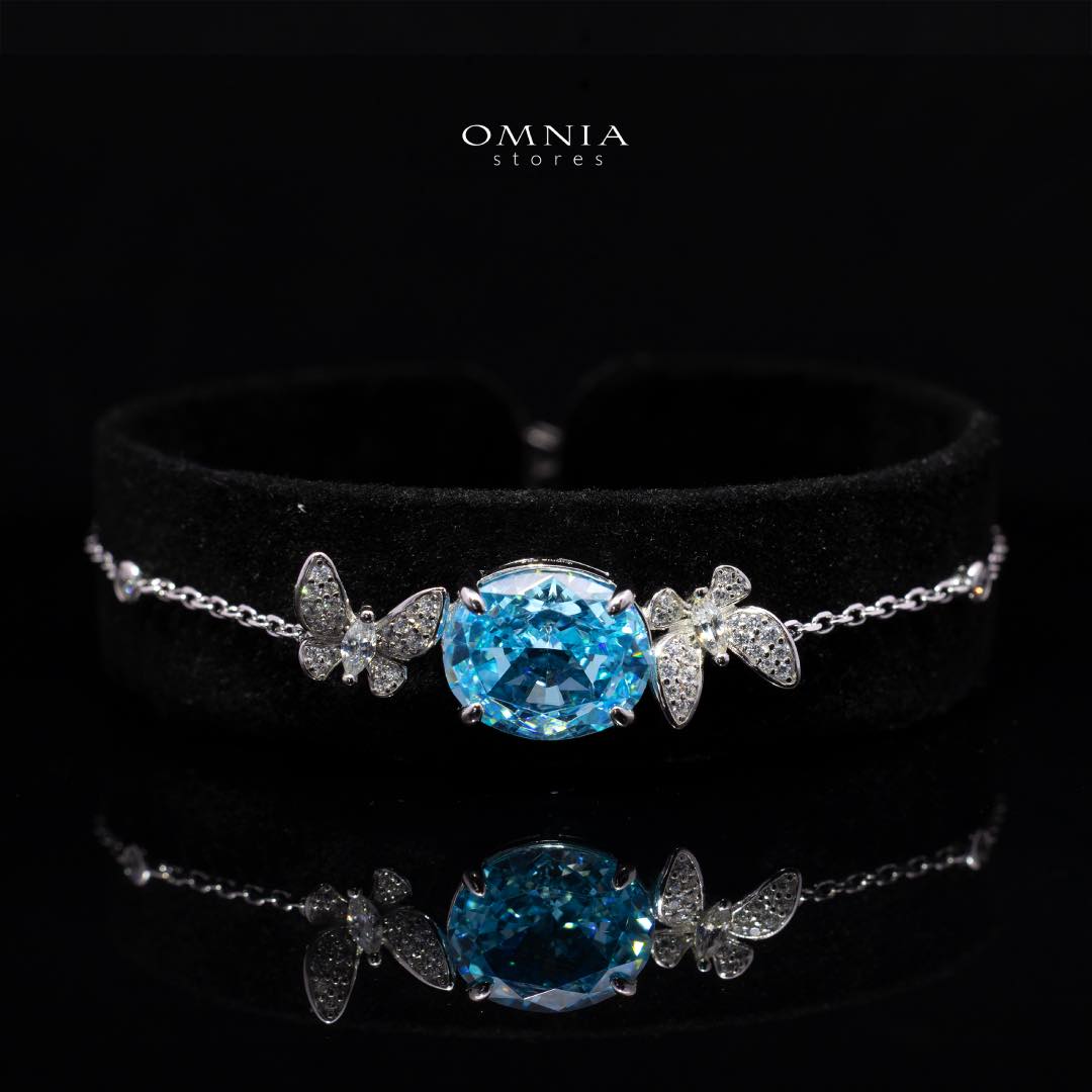 Omnia Maysun Baby Blue Bracelet in 92.5 Silver with High Quality Simulated Diamonds - OMNIASTORES KSA