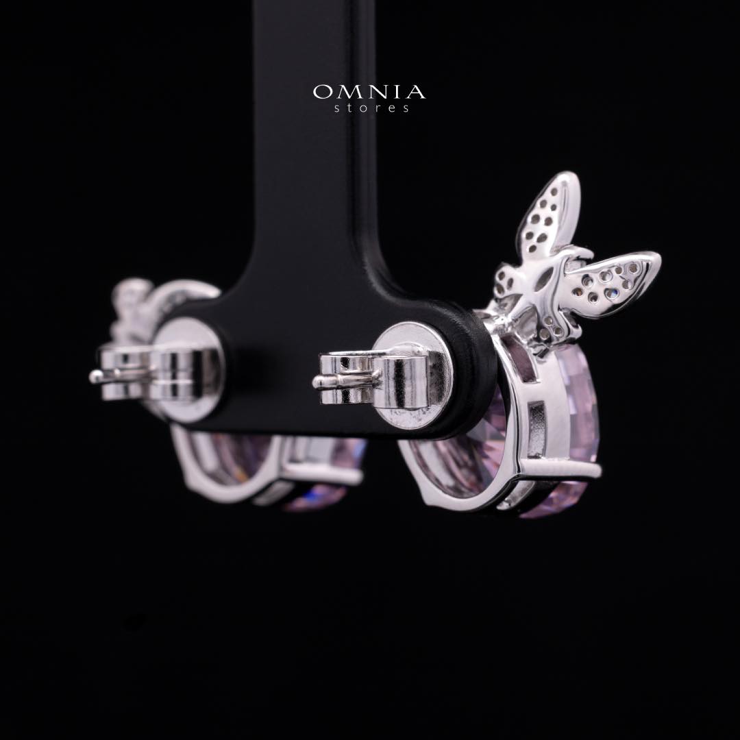 Omnia Maysun Pink Earrings in 925 Silver with High Quality Simulated Diamonds - OMNIASTORES KSA