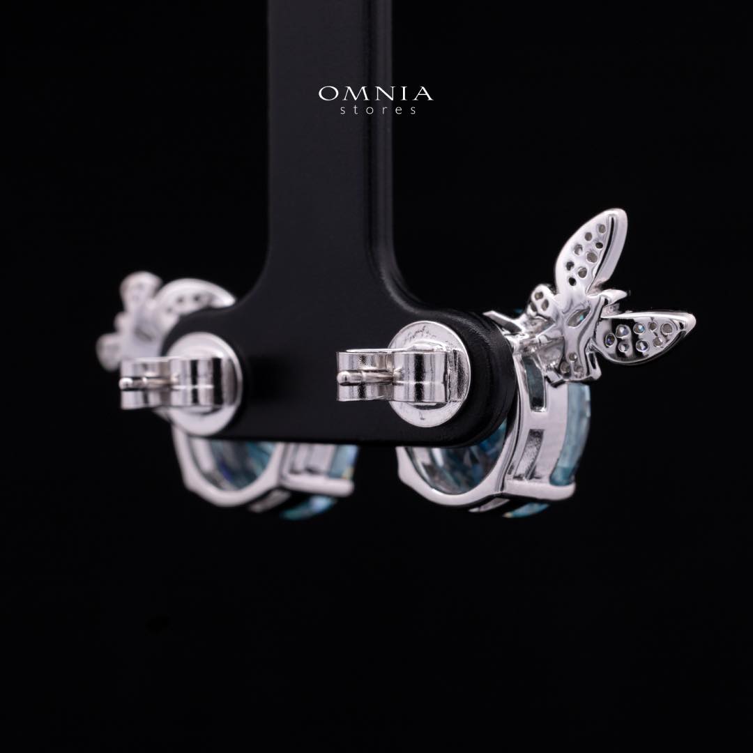Omnia Maysun Baby Blue Earrings in 92.5 Silver with High Quality Simulated Diamonds - OMNIASTORES KSA