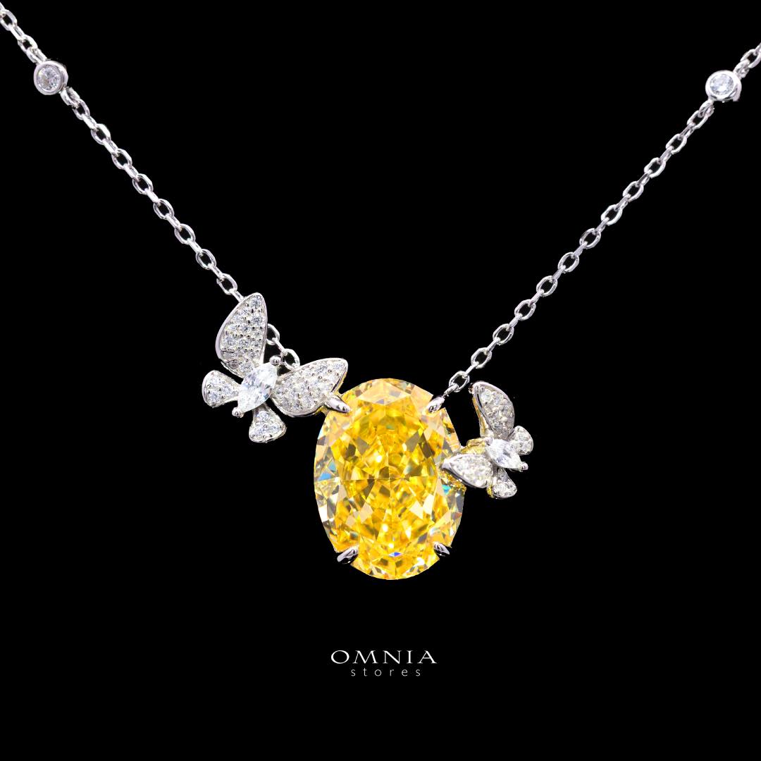 Omnia Maysun Yellow Necklace In 925 Silver High Quality Simulated Diamonds - OMNIASTORES KSA