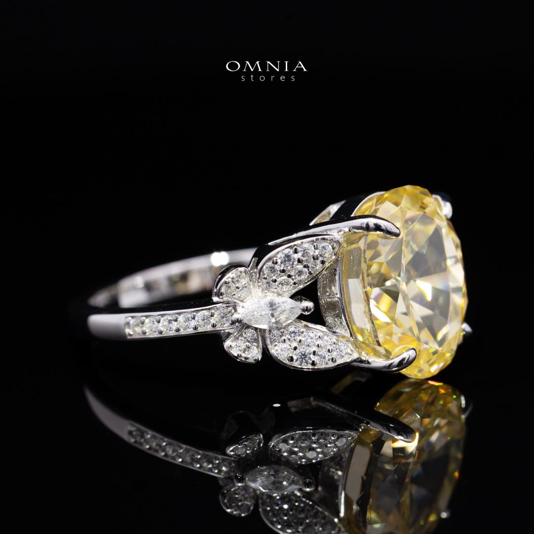 Omnia Maysun Yellow Ring In 92.5 Silver High Quality Simulated Diamonds - OMNIASTORES KSA