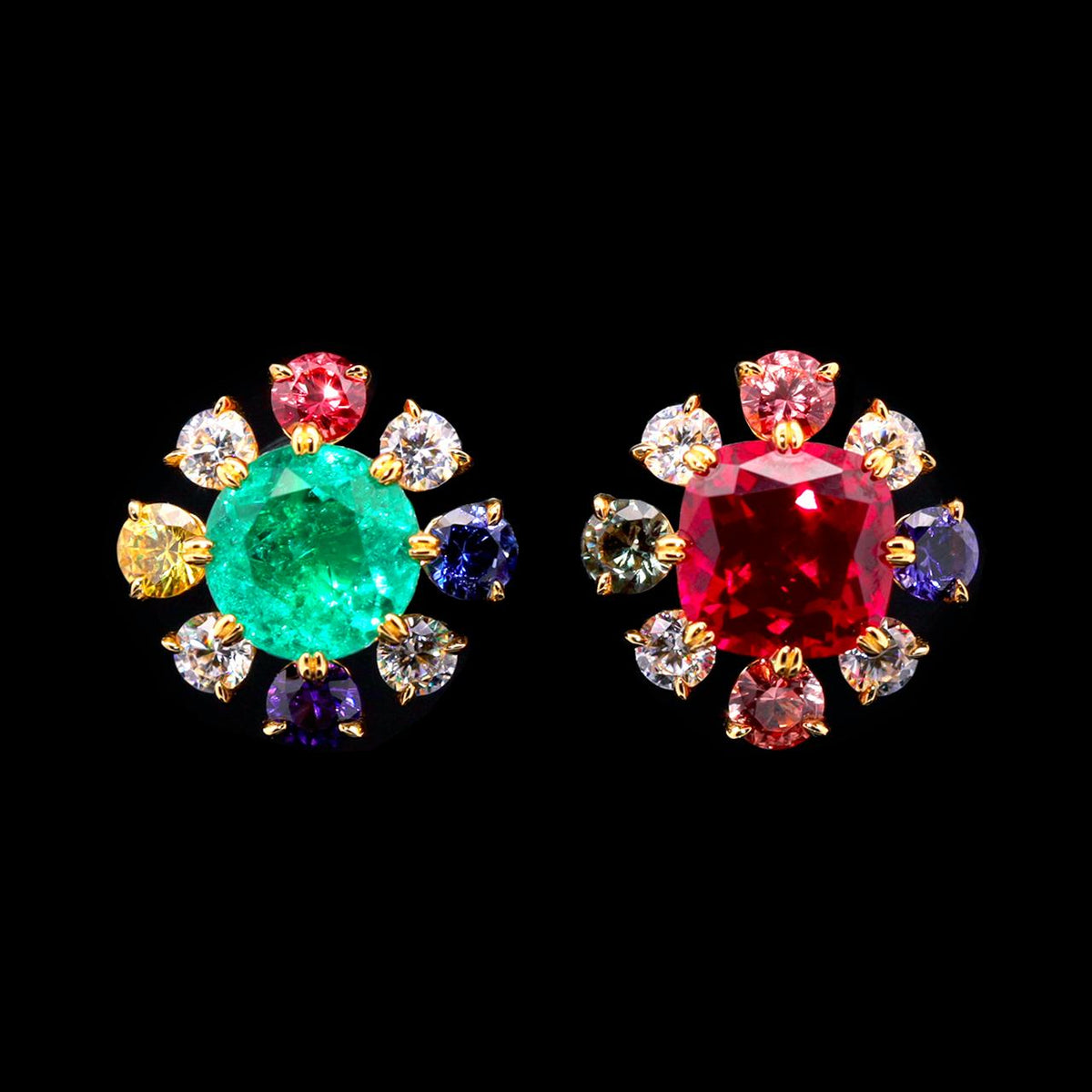 Sawsan Multicolor Earrings with Certificate | High-Quality Simulated Diamonds in 925 Sterling Silver