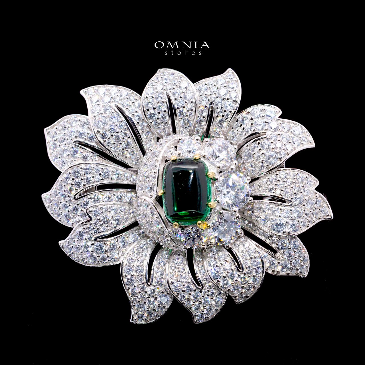 Karin Flower Brooch with High-Quality Simulated Diamonds in 925 Sterling Silver