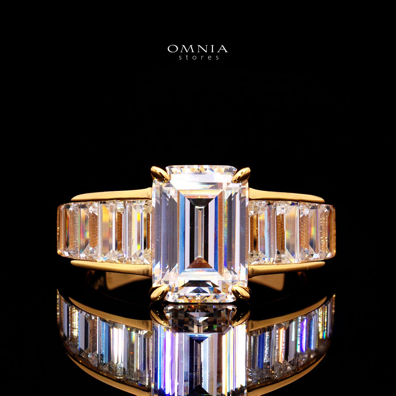 Elisse Gold-Plated Ring with Certified Premium Simulated Diamonds in 925 Sterling Silver - OMNIASTORES KSA