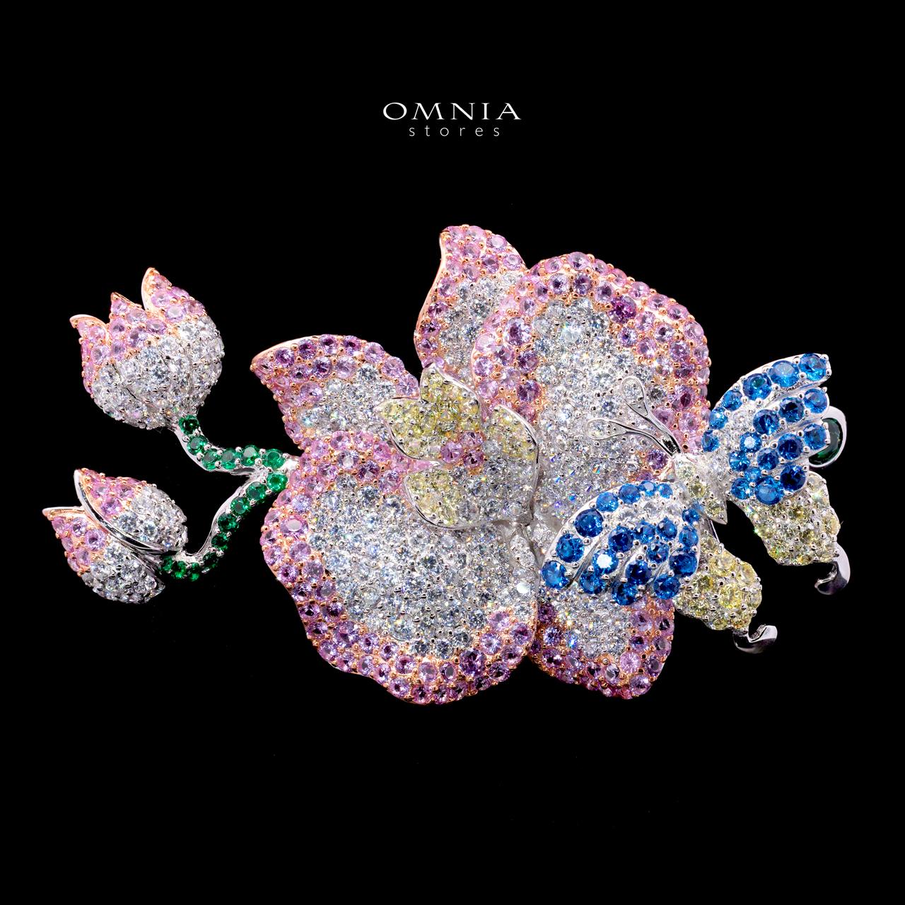 Geena Brooch with High-Quality Simulated Diamonds in 925 Sterling Silver