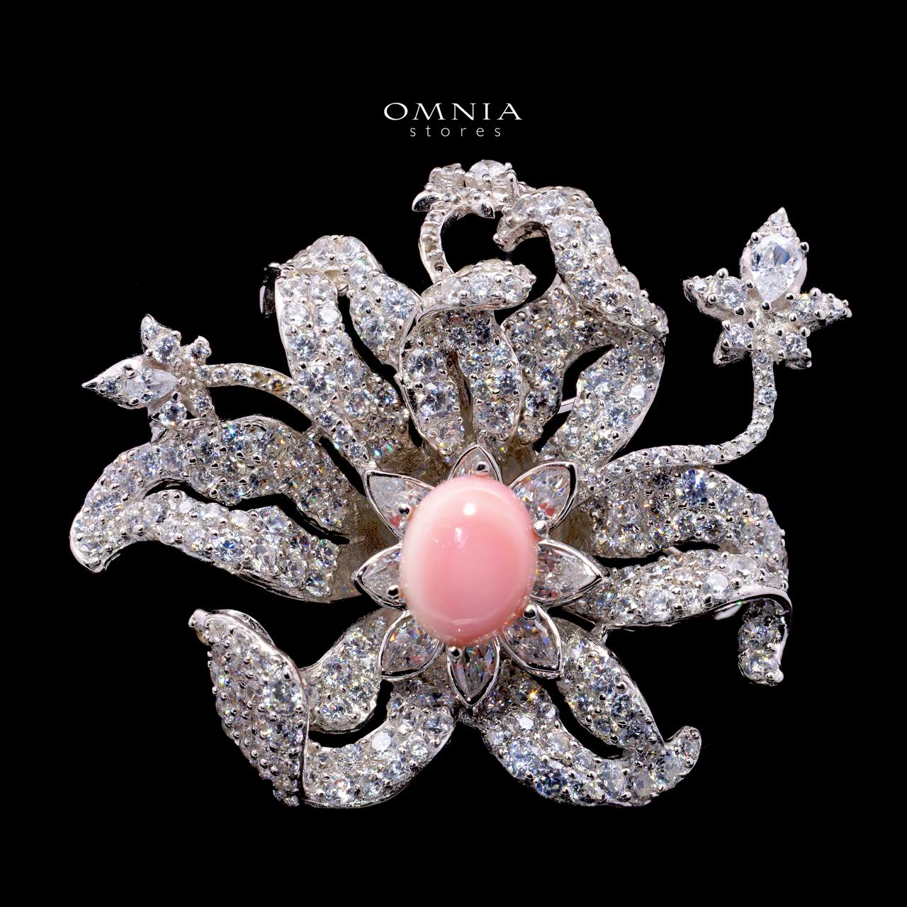 Jayne Floral Brooch with High-Quality Simulated Diamonds in 925 Sterling Silver