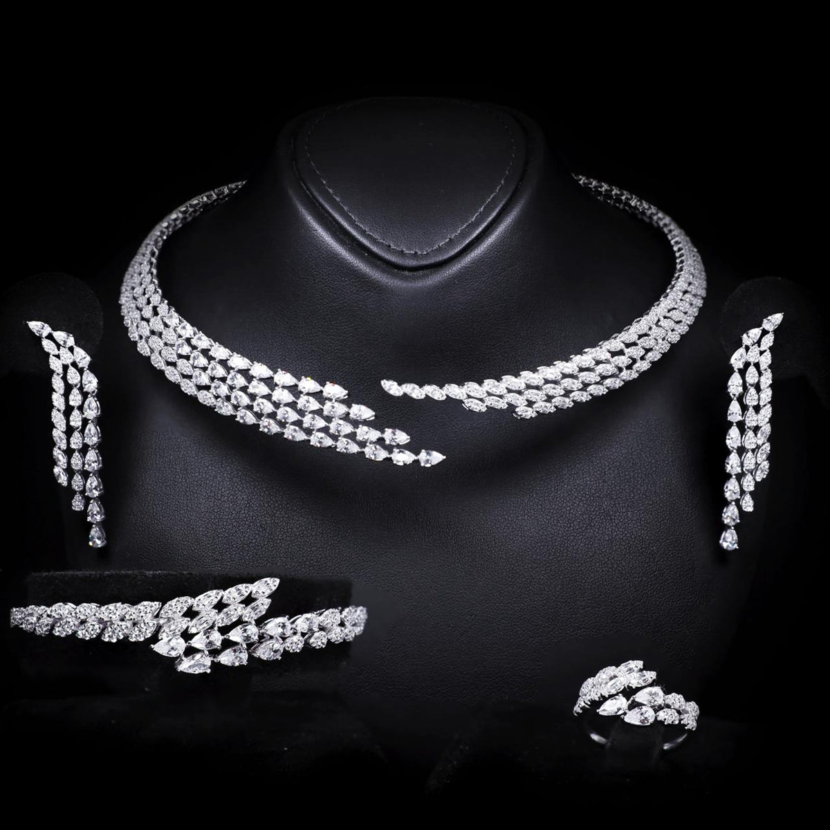 Kalina White Luxury Bridal Full Set | 925 Sterling Silver with High-Quality Simulated Diamonds
