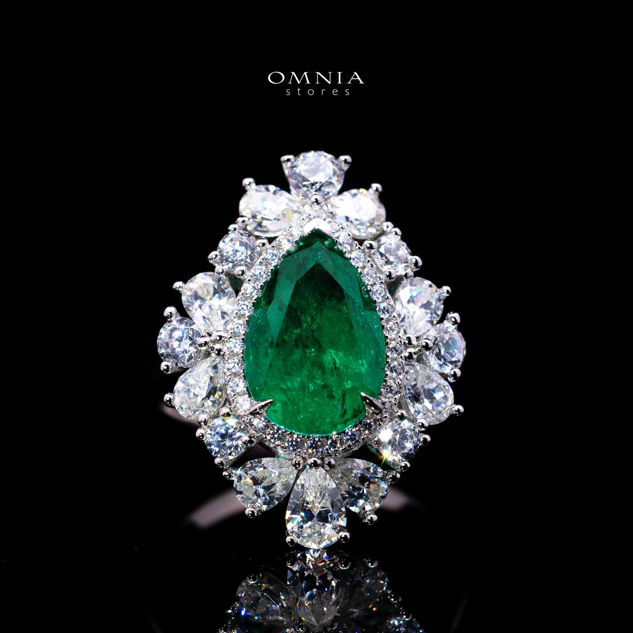 Destiny Green Ring with Certified Premium Simulated Diamonds in 925 Sterling Silver - OMNIASTORES KSA