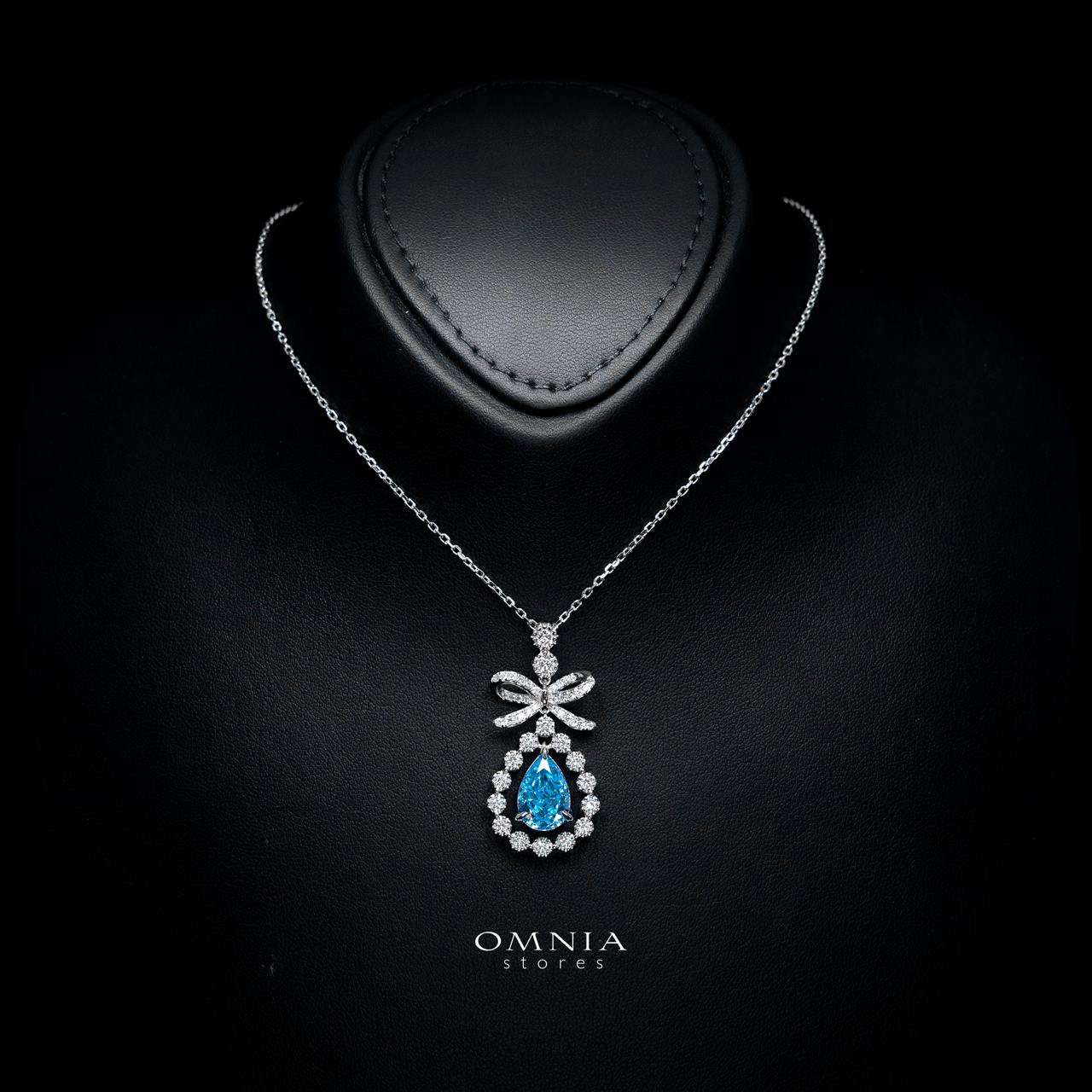 Alani Baby Blue Necklace with Certified Premium Simulated Diamonds in 925 Sterling Silver - OMNIASTORES KSA