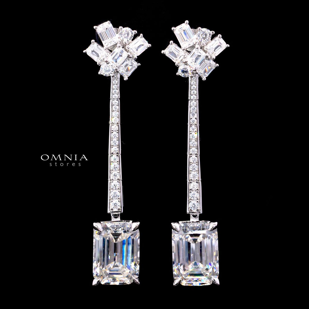 Claudine Earring with Certificate | High-Quality Premium Simulated Diamonds in 925 Sterling Silver - OMNIASTORES KSA