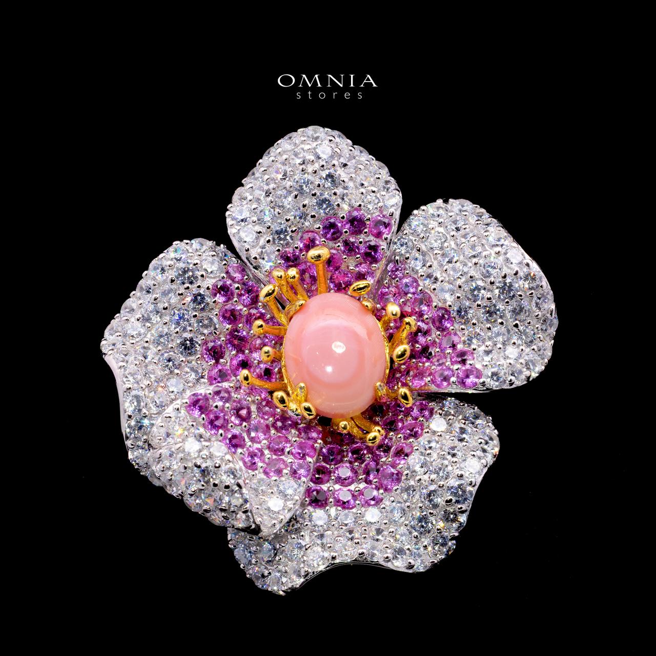 Zendaya Blooming Flower Brooch with High-Quality Simulated Diamonds in 925 Sterling Silver