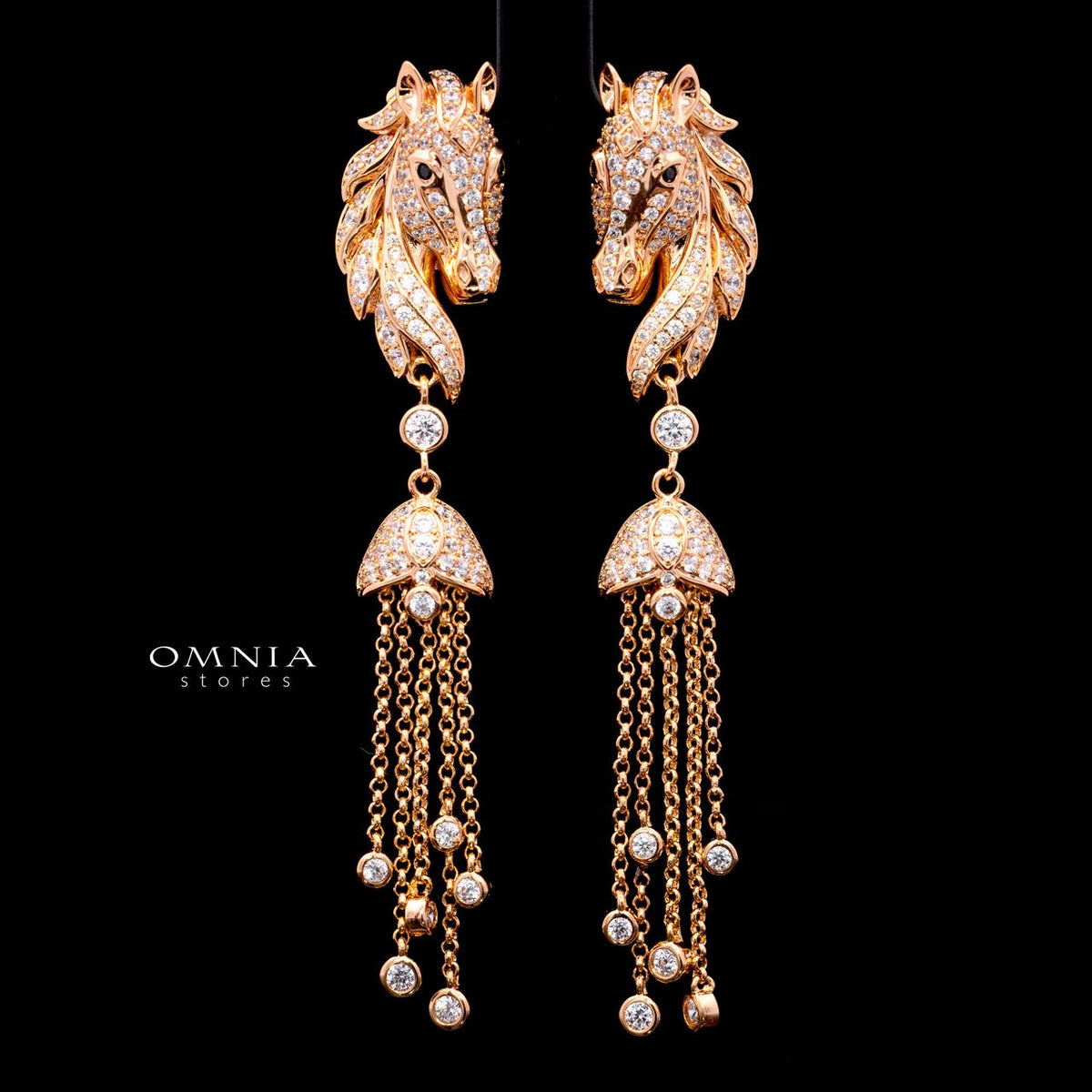 Agatha Rose Gold Premium Rhodium-Plated Alloy Earrings with High-Quality Simulated Diamonds