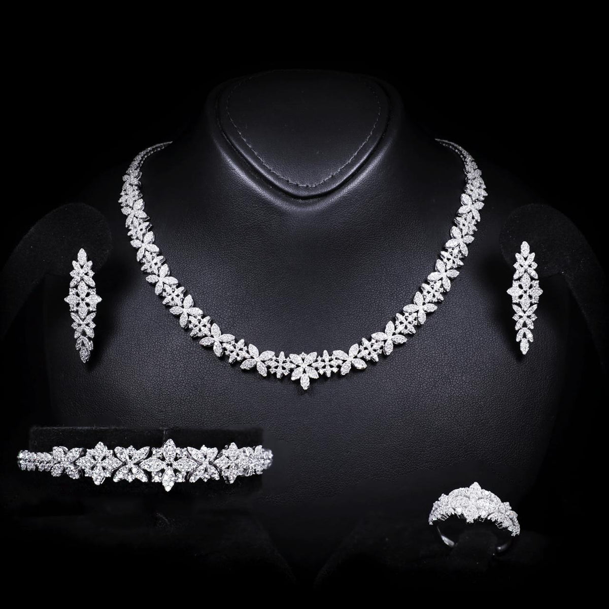 Marlene White Luxury Bridal Full Set | 925 Sterling Silver with High-Quality Simulated Diamonds