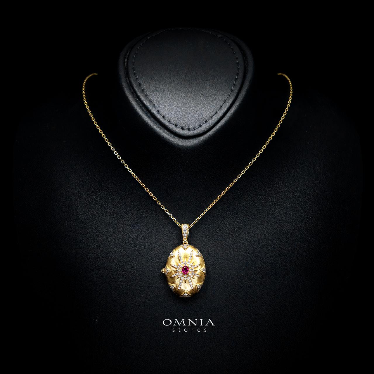 Macy Gold-Plated Necklace with Certified Premium Simulated Diamonds in 925 Sterling Silver - OMNIASTORES KSA