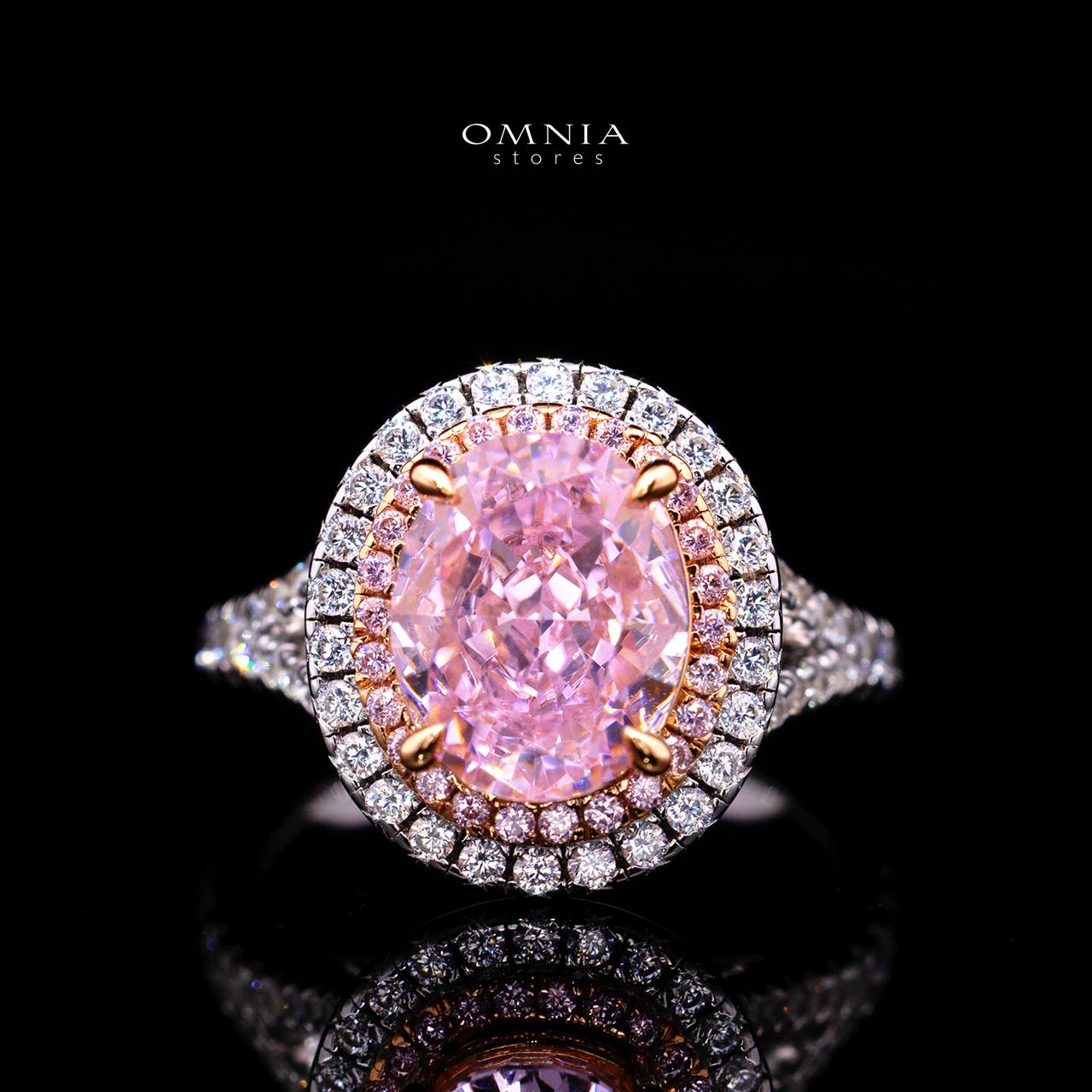 Annie Pink Ring with Certified Premium Simulated Diamonds in 925 Sterling Silver - OMNIASTORES KSA