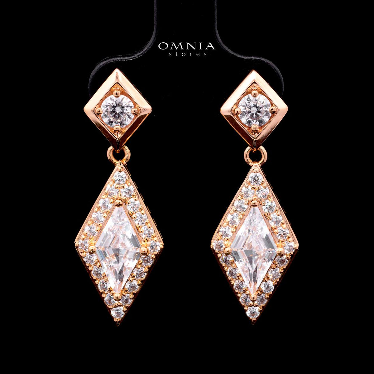 Octavia Rose Gold Premium Rhodium-Plated Alloy Earring with High-Quality Simulated Diamonds