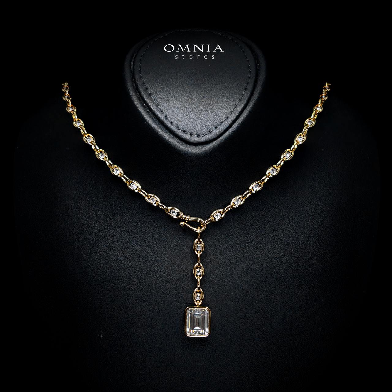 Evie Gold-Plated Necklace with Certified Premium Simulated Diamonds in 925 Sterling Silver - OMNIASTORES KSA