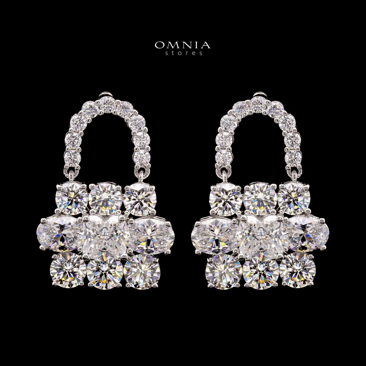 Aila White Lock Design Earrings with High-Quality Premium Simulated Diamonds in 925 Sterling Silver - OMNIASTORES KSA