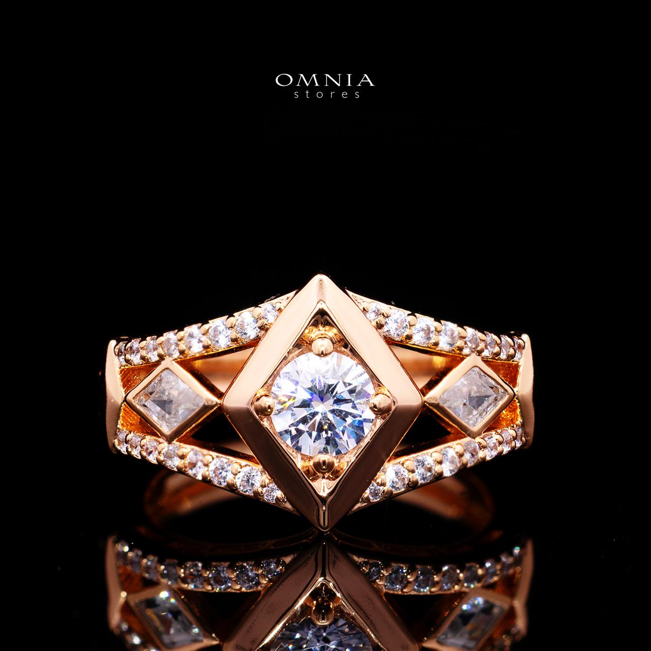 Octavia Rose Gold Premium Rhodium-Plated Alloy Ring with High-Quality Simulated Diamonds