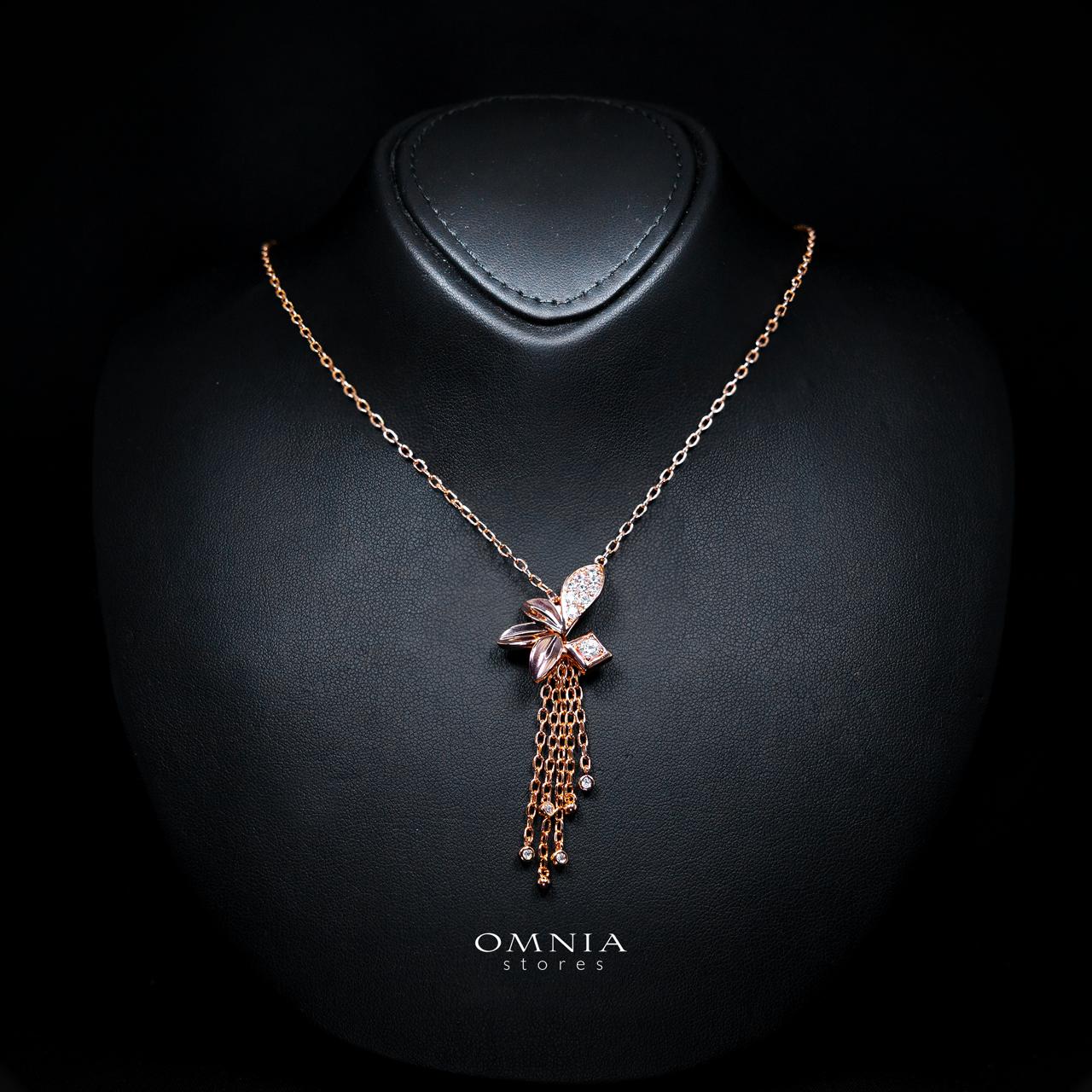 Althea Rose Gold Premium Rhodium-Plated Alloy Necklace with High-Quality Simulated Diamonds