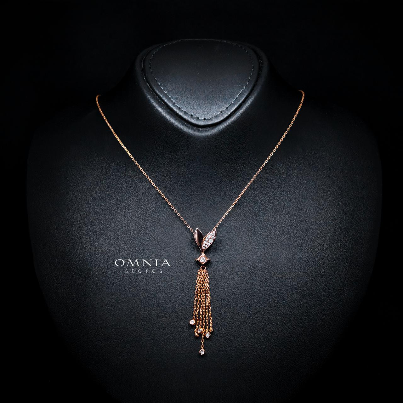 Carla Rose Gold Premium Rhodium-Plated Alloy Necklace with High-Quality Simulated Diamonds