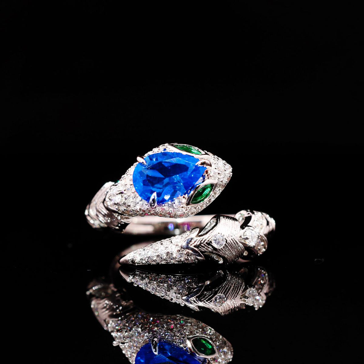 Adriana Blue Luxury Bridal Full Set with High-Quality Zircon Stones Rhodium Plated