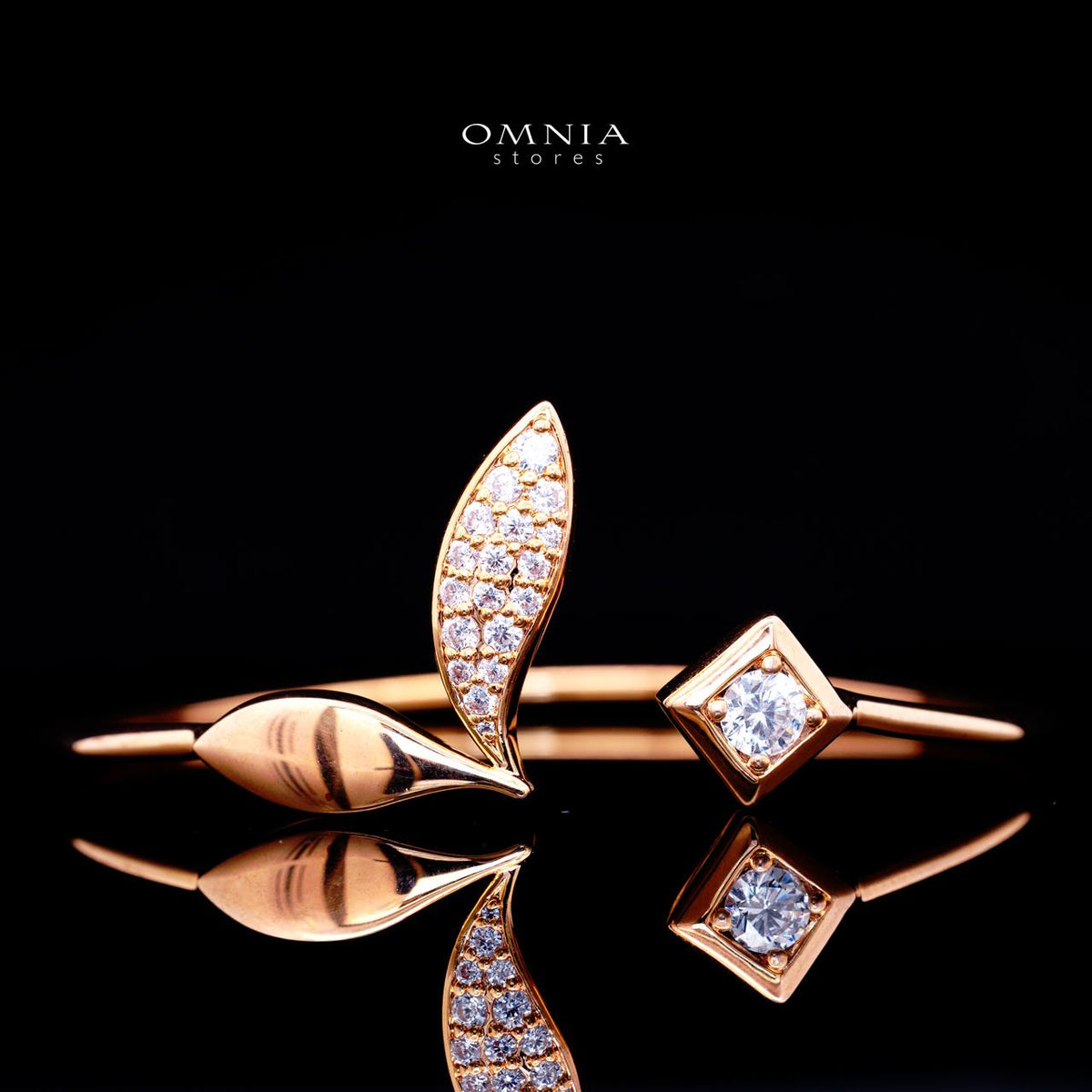 Carla Rose Gold Premium Rhodium-Plated Alloy Bangle with High-Quality Simulated Diamonds