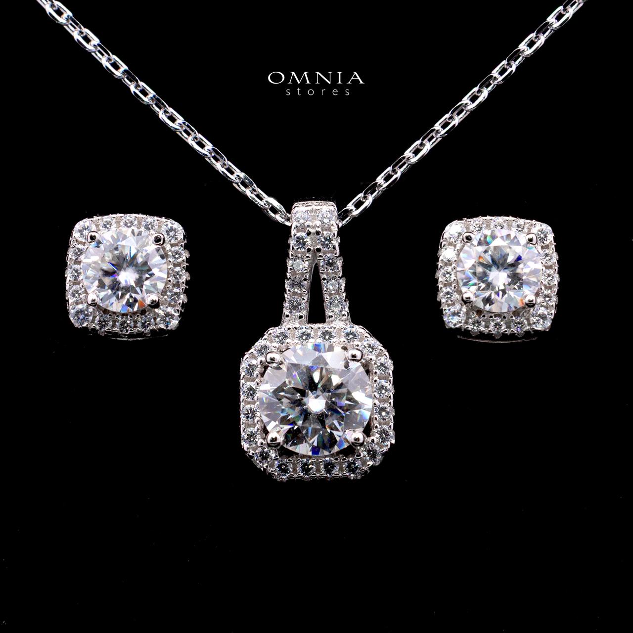 Evanna Emerald-Cut Moissanite Earring & Necklace Set 8x10mm (4CT) With GRA Certificate in 925 Sterling Silver