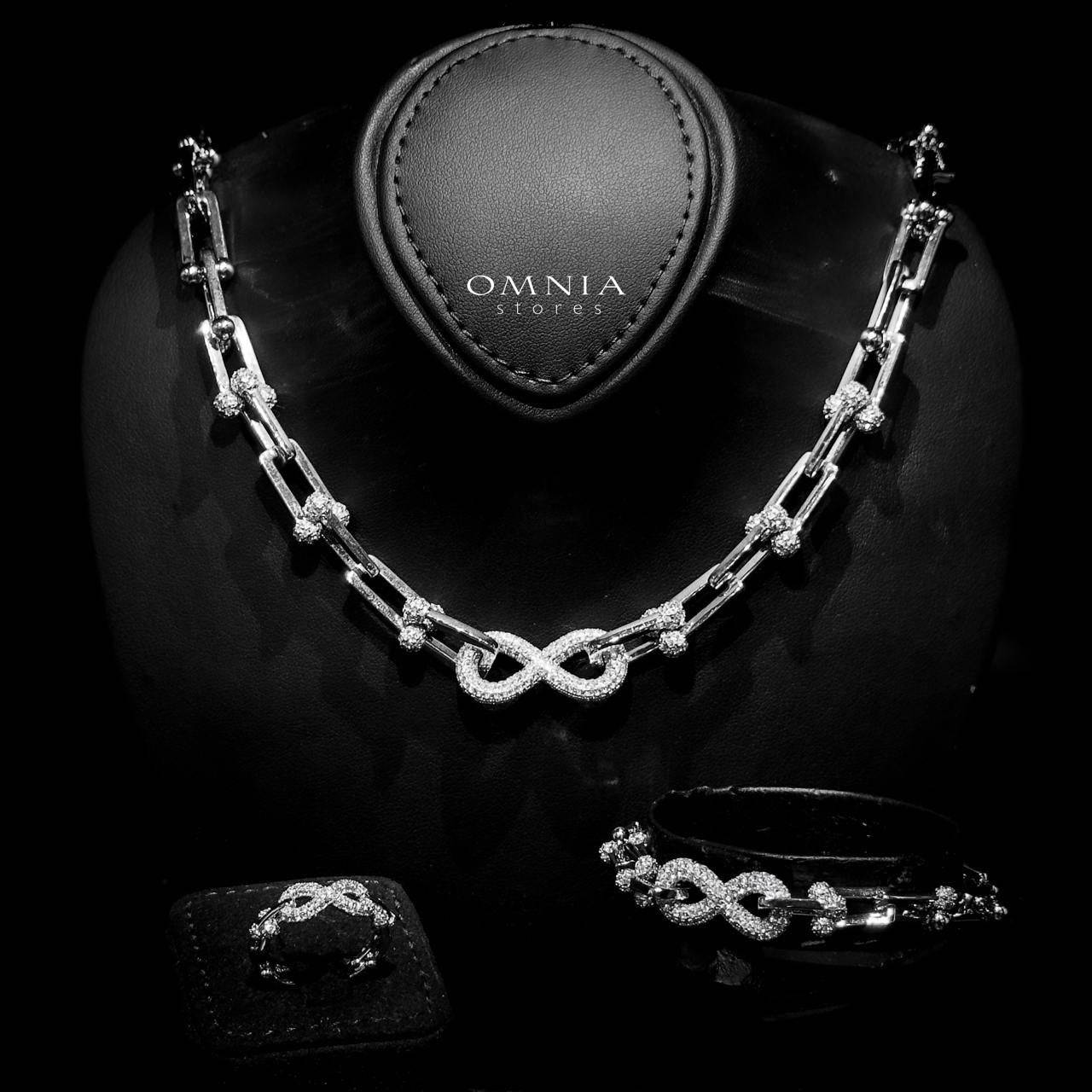 Omnia Infinity Chains Bridal Full Set with High-Quality Simulated Diamonds Rhodium Plated - OMNIASTORES UAE