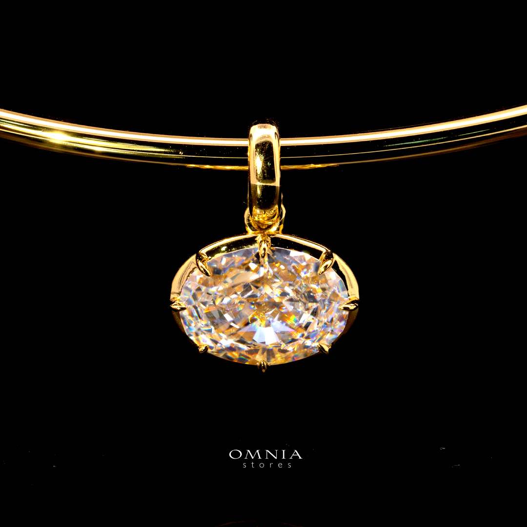 Omnia Rafif Golden Necklace In 925 Silver High Quality Certified Lab Crafted Stones - OMNIASTORES KSA