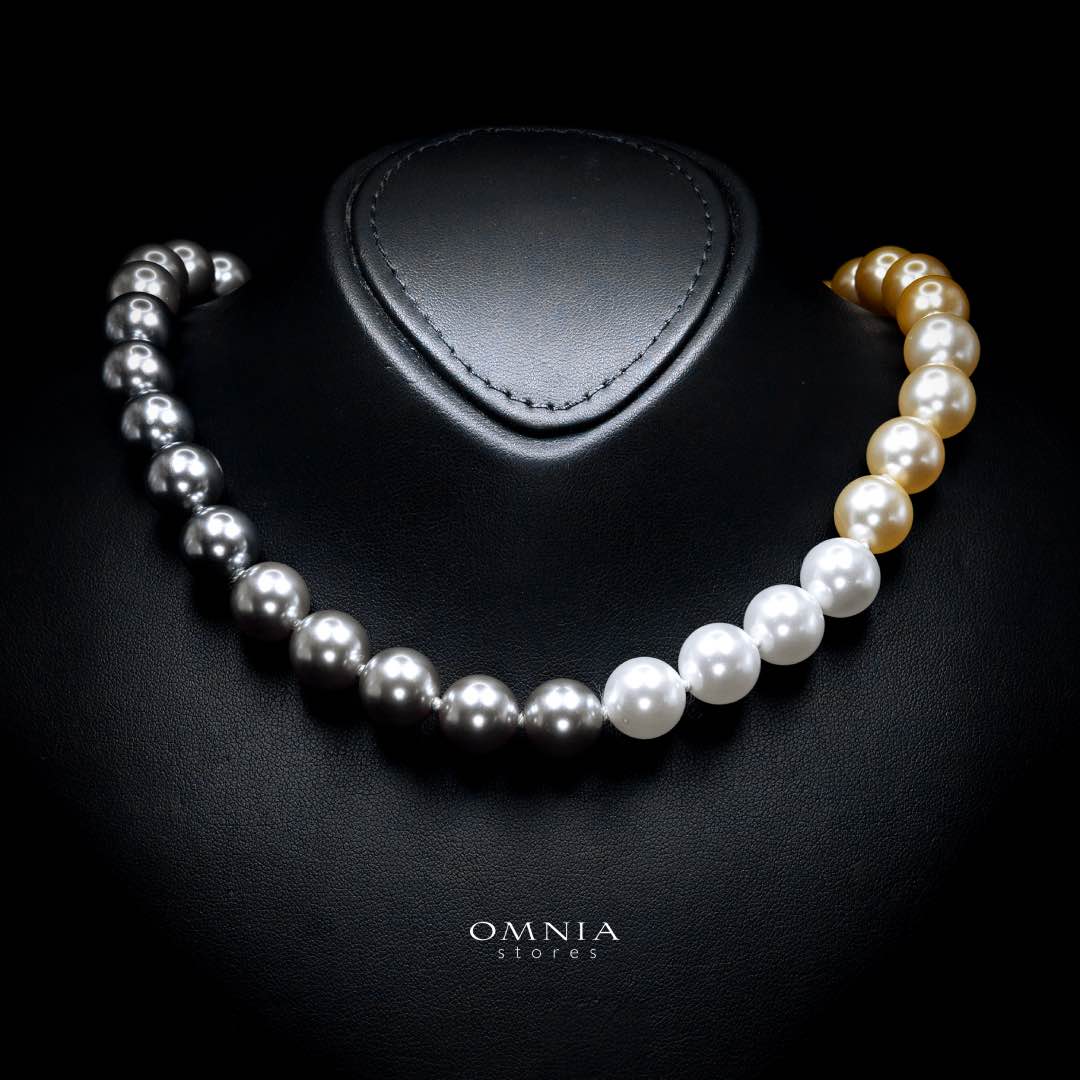 Omnia Sahana Multi Color Pearl Necklace With High Quality Lab Crafted Stones In 925 Silver - OMNIASTORES KSA