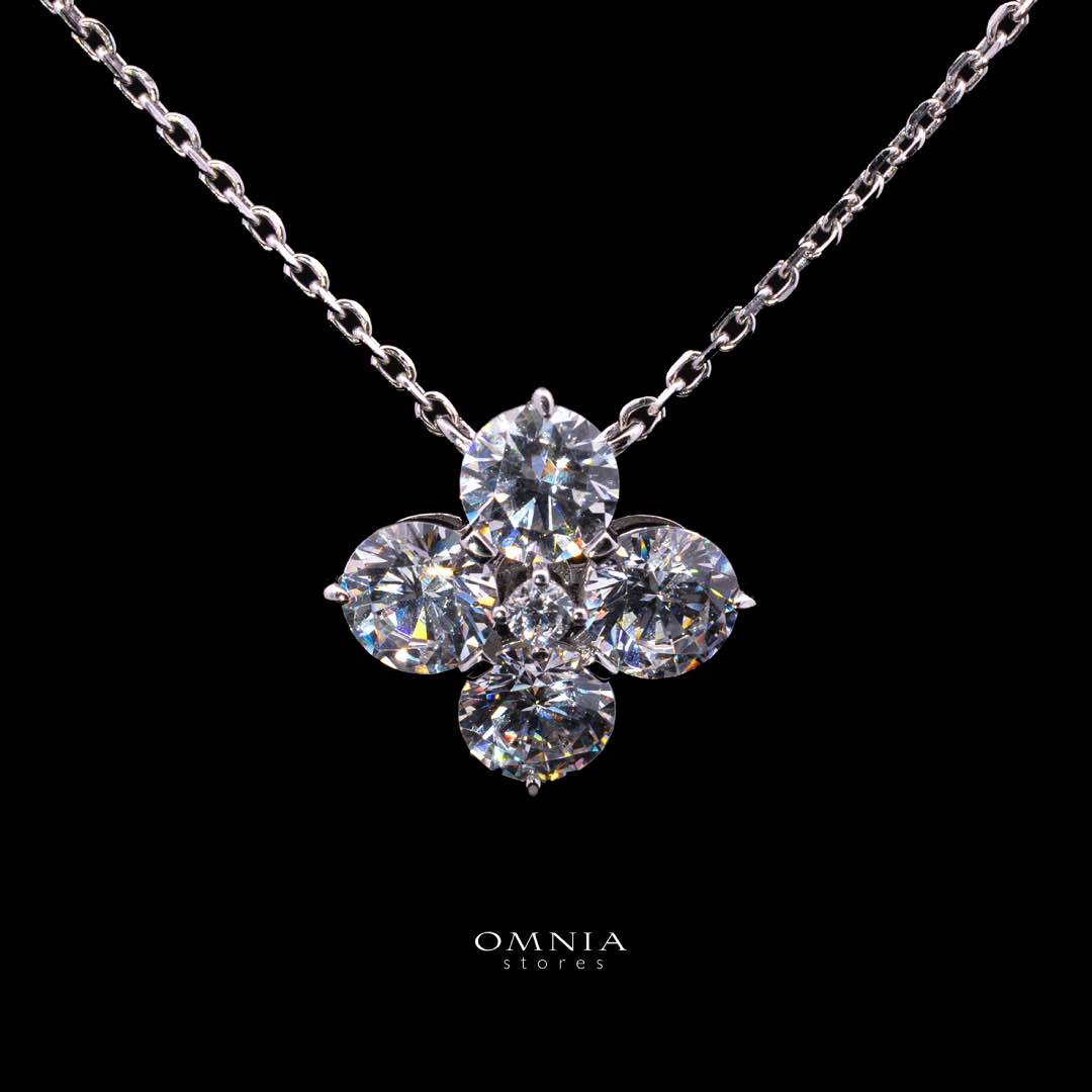 Omnia Azia White Pendant Necklace With High Quality Certified Lab Crafted Stones In 925 Silver - OMNIASTORES KSA