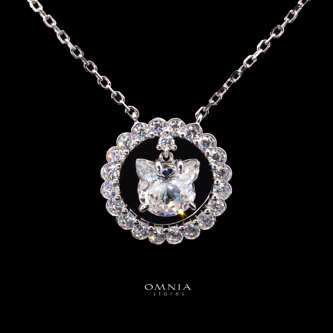 Omnia Raisa White Pendant Necklace With High Quality Certified Lab Crafted Stones In 925 Silver - OMNIASTORES KSA